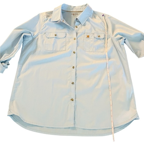 CARHARRT FORCE WOMEN’S BLUE LONG SLEEVES VENTED BUTTON DOWN SHIRT SIZE 16-18 - Picture 9 of 11